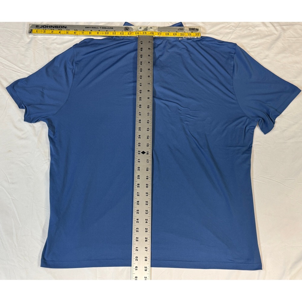 Van Heusen Performance Mens XXL Blue Quarter Zip Short Sleeve Pullover - Picture 4 of 7